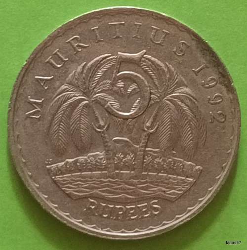 Mauritius 1992 5 Rupees Copper-nickel