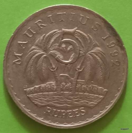 Mauritius 1992 5 Rupees Copper-nickel