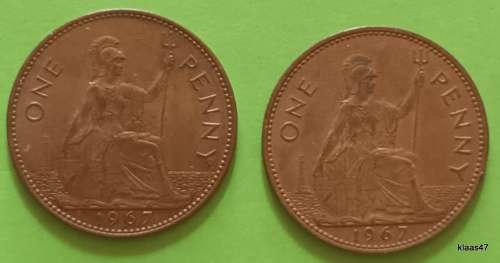 GB - Elizabeth II - One Penny 2x1967