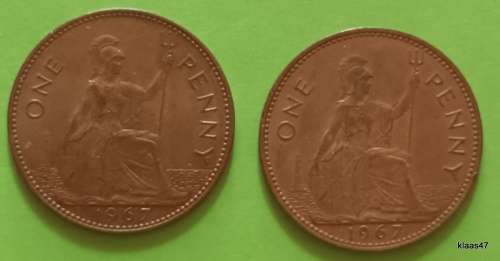 GB - Elizabeth II - One Penny 2x1967