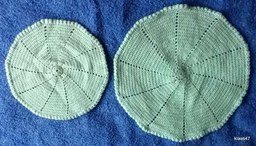 Two Hand Crochet Doilies in Green cotton