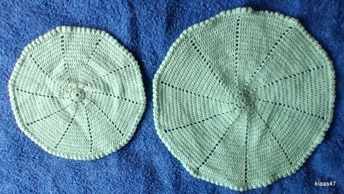 Two Hand Crochet Doilies in Green cotton