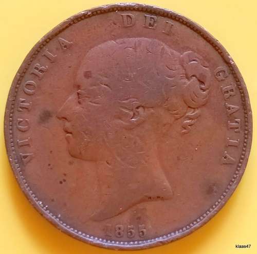 GB - 1855  - Victoria - One Penny - Copper