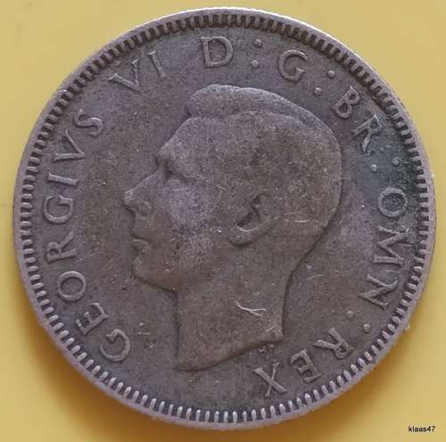 GB - 1941 - One Shilling - George VI - Scottish crest, with `IND:IMP` - Silver (.500)