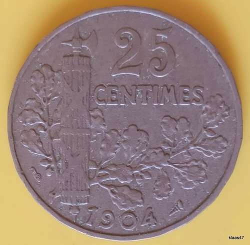 France -1904 - 25 Centimes - Nickel