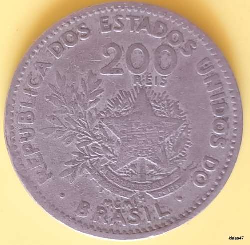Brasil -  1901 - 200 Reis (Liberty) - Copper-nickel