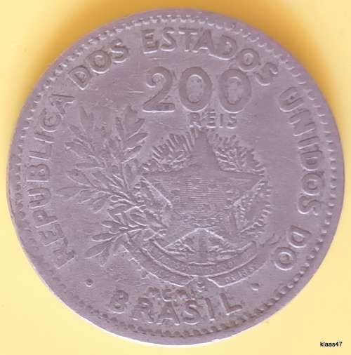 Brasil -  1901 - 200 Reis (Liberty) - Copper-nickel