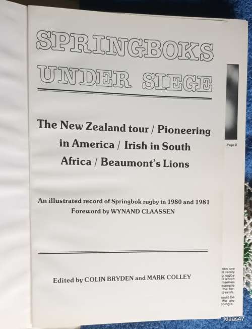 Springboks Under Siege: Illustrated Record SA Rugby 1980-81 - Bryden and Mark Collen - Hardcover