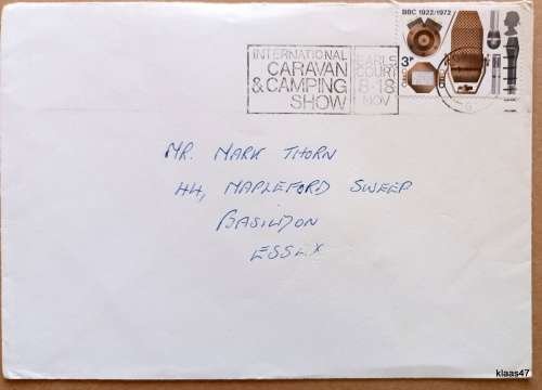 GB - Postally Used Envelope with International Caravan & Camping Show Cancellation
