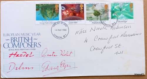 GB - 1985 - European Music Year : British Composers - Royal Mail First Day Cover