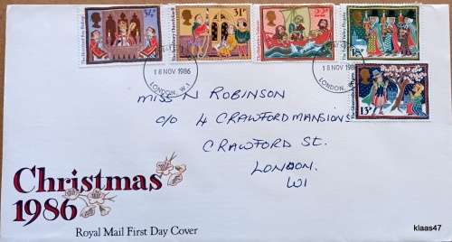 GB - 1986 - Christmas 1986 - Royal Mail First Day Cover