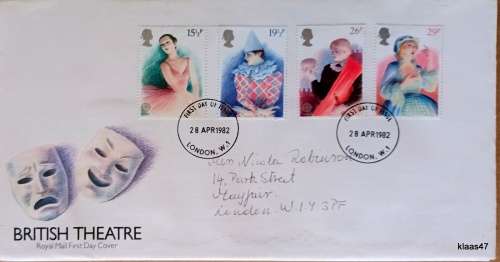 GB - 1982 - British Theatre - Royal Mail First Day Cover