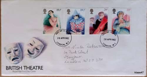 GB - 1982 - British Theatre - Royal Mail First Day Cover