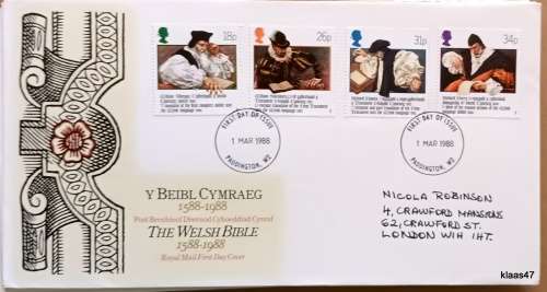 GB - 1988 - The Welsh Bible - Royal Mail First Day Cover