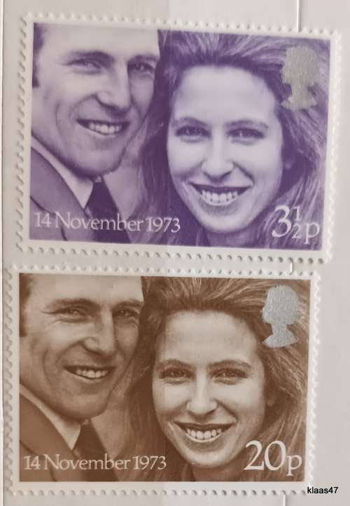 GB - 1973 - Wedding of Princess Anne - Set of 2 Mint stamps