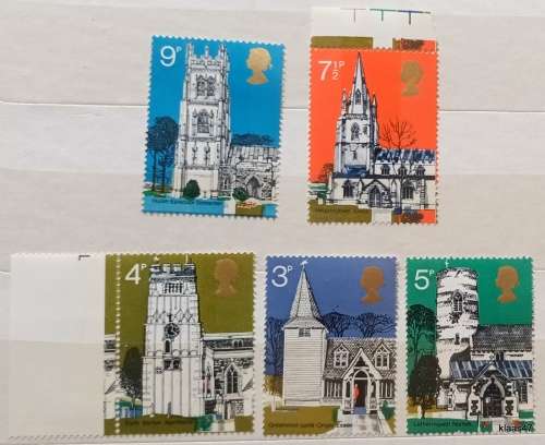 GB - 1972 - Village Churches - Set of 5 Mint stamps