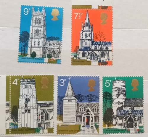 GB - 1972 - Village Churches - Set of 5 Mint stamps