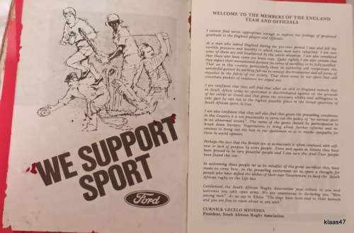 Souvenir Programme - SARA Invitation XV Versus England - 1984 - B.R.U. Ground, East London