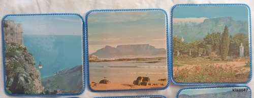 South Africa Souvenir - Set of 6 Plastic covered Coasters of Cape Town -  Square (In Folder)