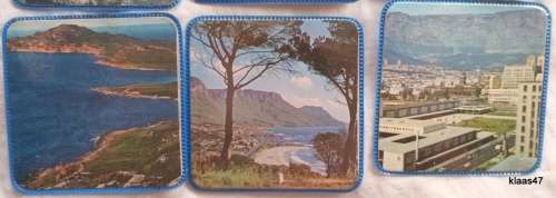 South Africa Souvenir - Set of 6 Plastic covered Coasters of Cape Town -  Square (In Folder)