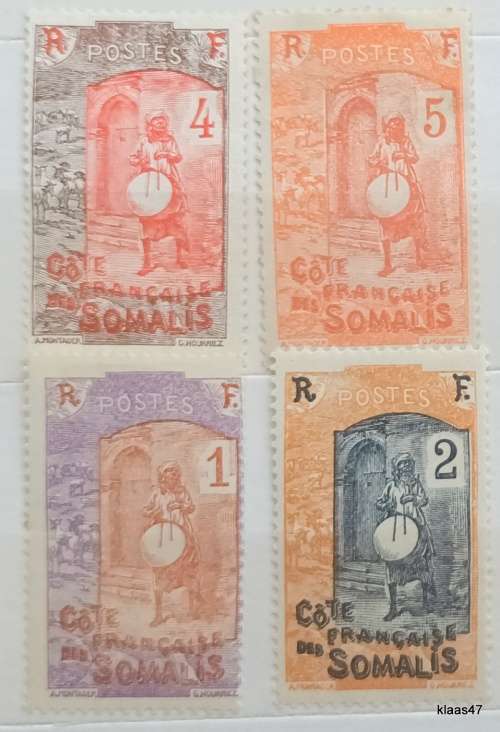 French Somali - 1915 - Drummer - 4 Unused Hinged stamps