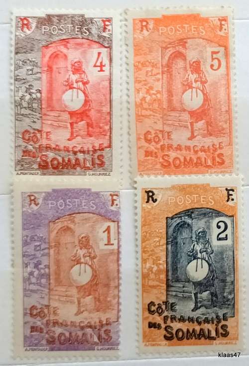 French Somali - 1915 - Drummer - 4 Unused Hinged stamps