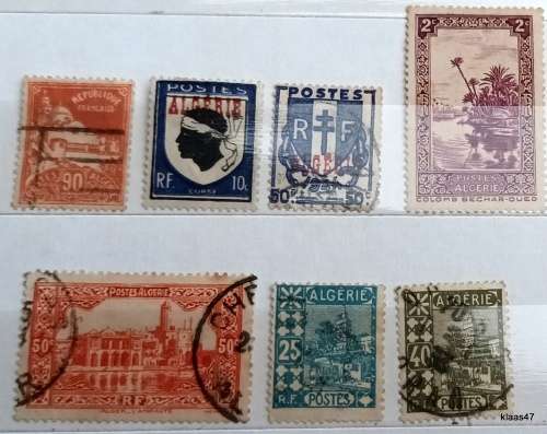 French Algeria - Mixed Lot of 7 Used Hinged stamps