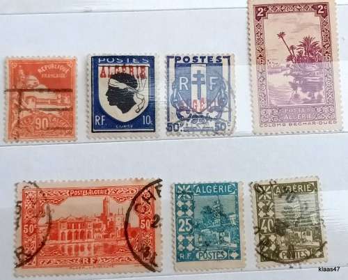 French Algeria - Mixed Lot of 7 Used Hinged stamps