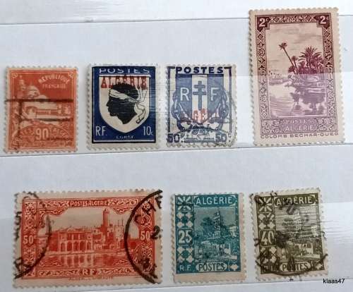 French Algeria - Mixed Lot of 7 Used Hinged stamps