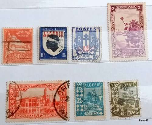 French Algeria - Mixed Lot of 7 Used Hinged stamps