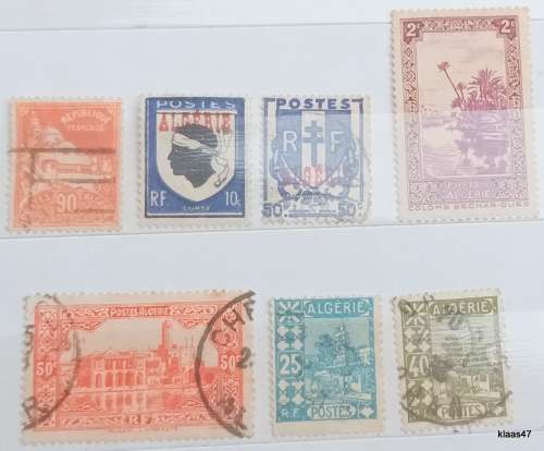 French Algeria - Mixed Lot of 7 Used Hinged stamps
