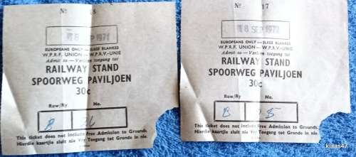 18 Sept 71 - WPRF Union WPRV Unie - Railway Stand/Spoorweg Paviljoen - Tickets Row B 25, 26