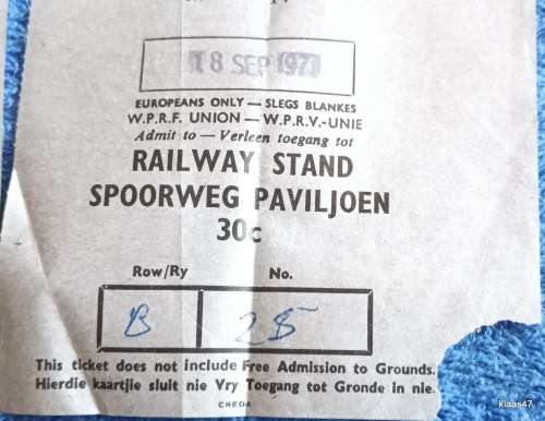 18 Sept 71 - WPRF Union WPRV Unie - Railway Stand/Spoorweg Paviljoen - Tickets Row B 25, 26
