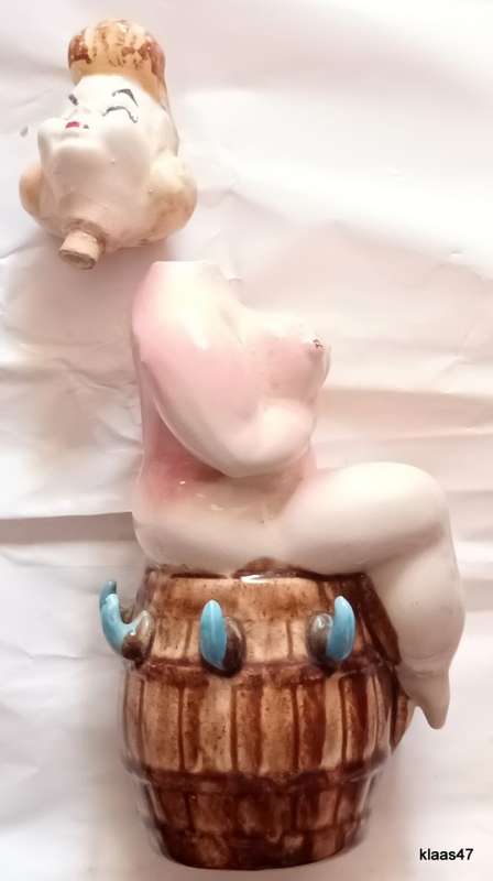 Vintage 1950s Risque Naked Lady Decanter on Barrel