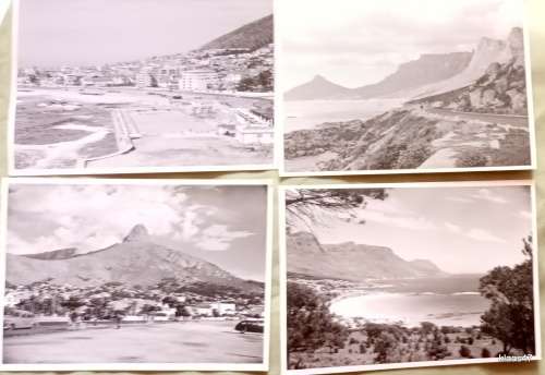 4 Unused Black & White Post Cards - Camps Bay/Lions Head/Sea Point/Oudekraal