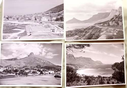 4 Unused Black & White Post Cards - Camps Bay/Lions Head/Sea Point/Oudekraal