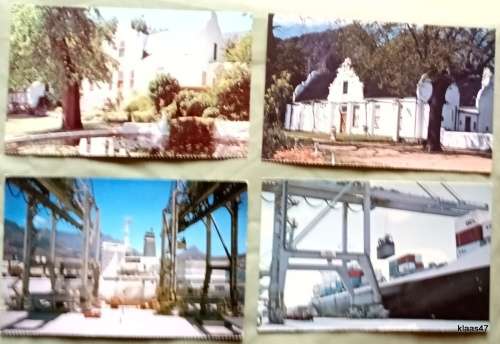 SAR Publicity & Travel - 4 Unused Post Cards - Lanzerac/CT Container/Container Quay Durban/Zeven Riv