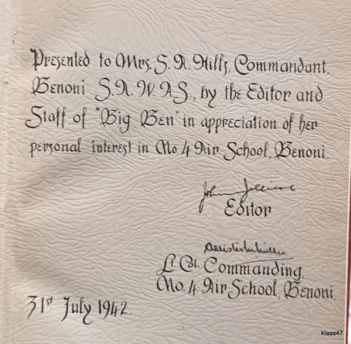 Big Ben Vol No. 1 - 1941 - No 4 Air School Benoni - 6 Editions of the Mag. Bound in Vol 1 Signed