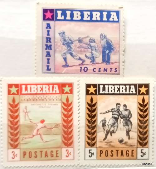 Liberia - 1955 - Sport - 3 Unused Hinged stamps