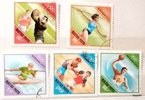 Hungary - 1972 - Munich Olympics - 5 Cancelled Hinged stamps