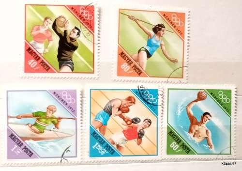 Hungary - 1972 - Munich Olympics - 5 Cancelled Hinged stamps