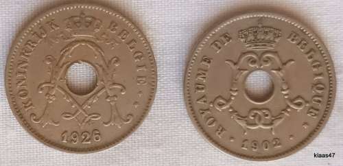 Belgium - 1902(French Text) and 1926 (Dutch Text) - 10 cent - Copper-Nickel