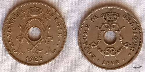 Belgium - 1902(French Text) and 1926 (Dutch Text) - 10 cent - Copper-Nickel