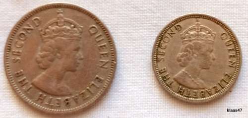 Mauritius - 1971  ¼ Rupee and 1975  ½ Rupee - Copper-nickel