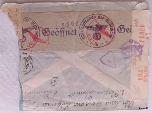 Censor Mail Envelope - Posted Hamburg Germany to Bloemfontein South Africa - 1945 (via Egypt)