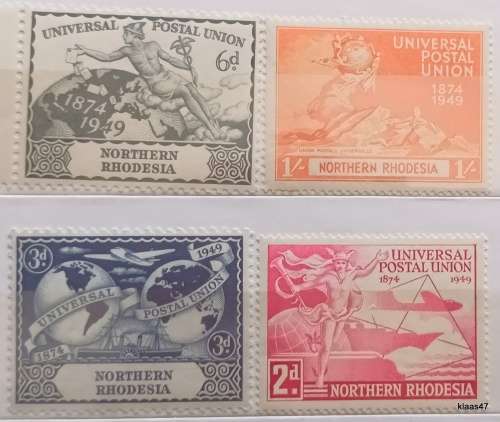 Northern Rhodesia - 1949 - UPU - Set of 4 Mint stamps