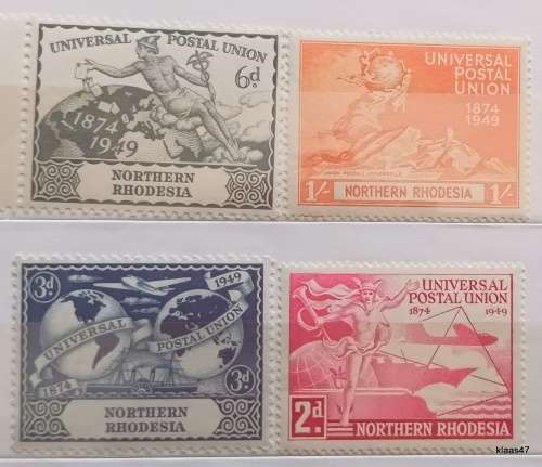 Northern Rhodesia - 1949 - UPU - Set of 4 Mint stamps