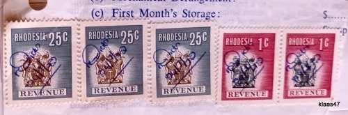 Rhodesia - 1970 - Decimal - Revenue - 5 Used stamps on paper
