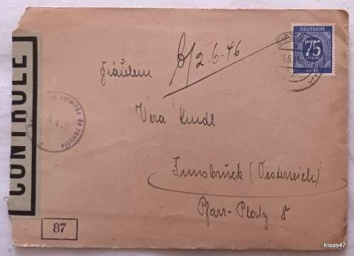 Post War Censored Mail - Allied Occupation - 1946