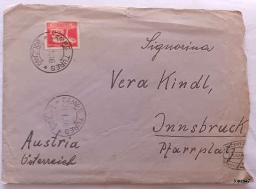 Post War Censored Mail - Italy to Austria (letter dated 1946) (Partial Oval Censor Cachets)
